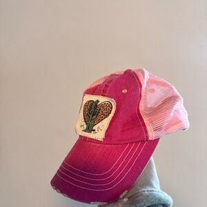 Pink Cap with Heart Cactus Patch
